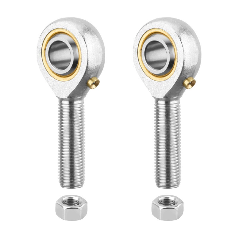 HiPicco POSB7 Rod End Bearing 7/16 Inch Bore and 7/16-20 Right Hand Thread, Self-Lubricating Male Heim Joint Rod Ends,Includes Jam Nuts 2pcs - Image 1